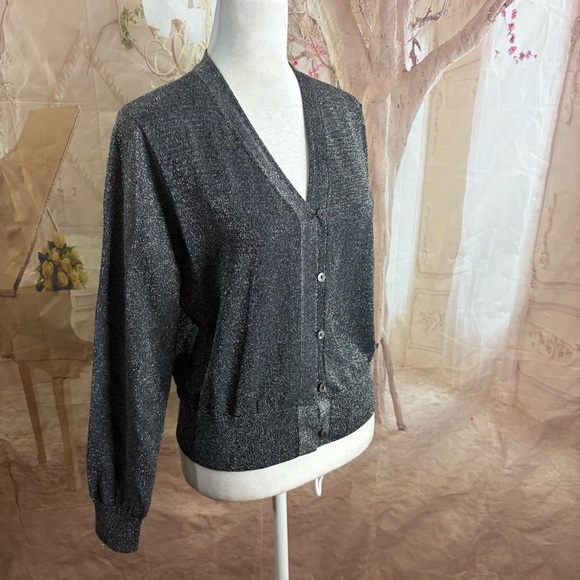 NEW Elie Tahari Silver Metallic Women's Cardigan - Picture 5 of 11